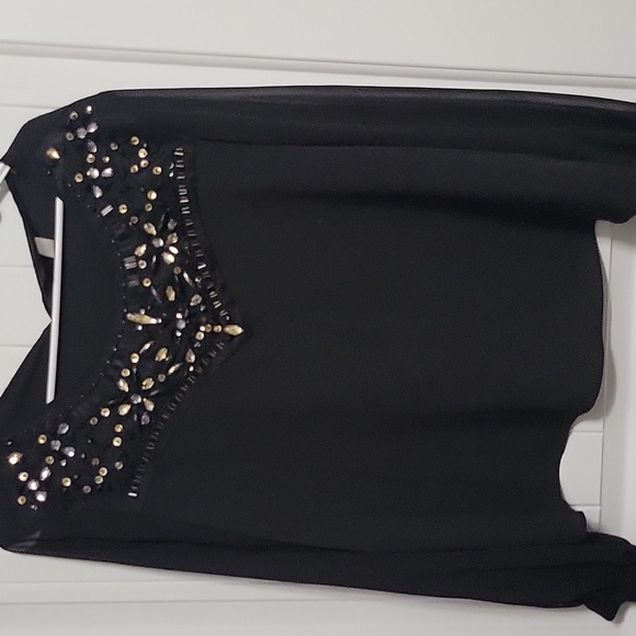 Bisou Bisou Tops - Bisou Bisou black embellished